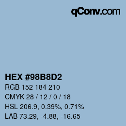 Code couleur: HEX #98B8D2 | qconv.com