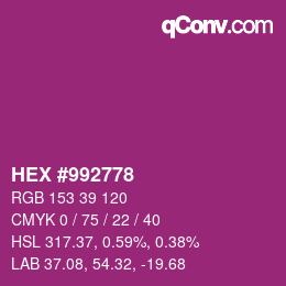 Código de color: HEX #992778 | qconv.com