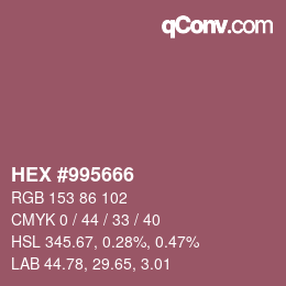 Farbcode: HEX #995666 | qconv.com