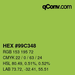 Code couleur: HEX #99C348 | qconv.com