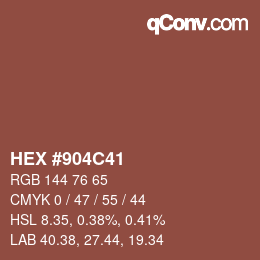 Code couleur: HEX #904C41 | qconv.com