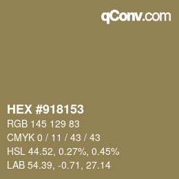 Farbcode: HEX #918153 | qconv.com