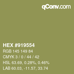 Código de color: HEX #919554 | qconv.com