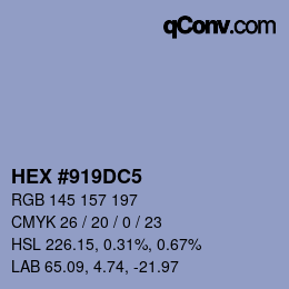 Farbcode: HEX #919DC5 | qconv.com