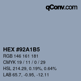 Code couleur: HEX #92A1B5 | qconv.com