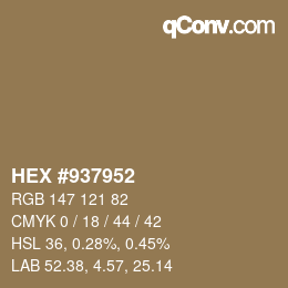 Code couleur: HEX #937952 | qconv.com