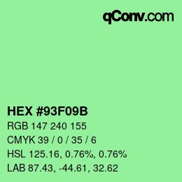 Código de color: HEX #93F09B | qconv.com