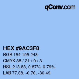 Code couleur: HEX #9AC3F8 | qconv.com