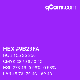 Farbcode: HEX #9B23FA | qconv.com