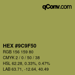 Color code: HEX #9C9F50 | qconv.com