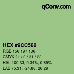 カラーコード: HEX #9CC588 | qconv.com