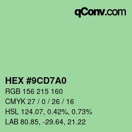 Farbcode: HEX #9CD7A0 | qconv.com