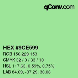 Código de color: HEX #9CE599 | qconv.com