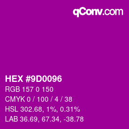 Code couleur: HEX #9D0096 | qconv.com