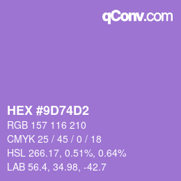 Color code: HEX #9D74D2 | qconv.com