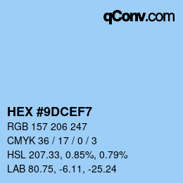 Code couleur: HEX #9DCEF7 | qconv.com