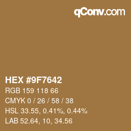 Código de color: HEX #9F7642 | qconv.com