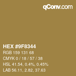 カラーコード: HEX #9F8344 | qconv.com