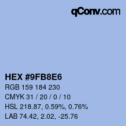 カラーコード: HEX #9FB8E6 | qconv.com