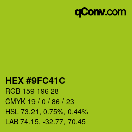 Code couleur: HEX #9FC41C | qconv.com