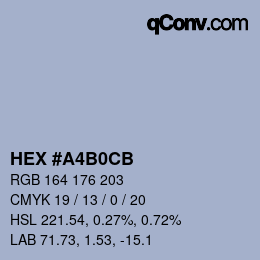 Code couleur: HEX #A4B0CB | qconv.com