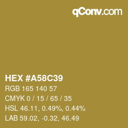 Código de color: HEX #A58C39 | qconv.com