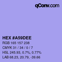 Farbcode: HEX #A59DEE | qconv.com