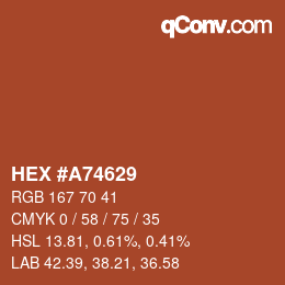 Farbcode: HEX #A74629 | qconv.com