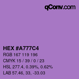 Código de color: HEX #A777C4 | qconv.com