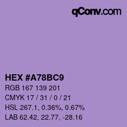 Code couleur: HEX #A78BC9 | qconv.com