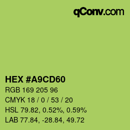 Farbcode: HEX #A9CD60 | qconv.com