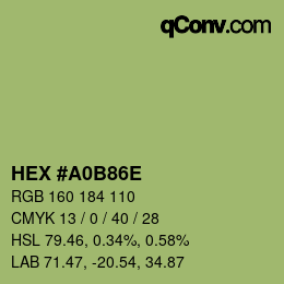 Color code: HEX #A0B86E | qconv.com