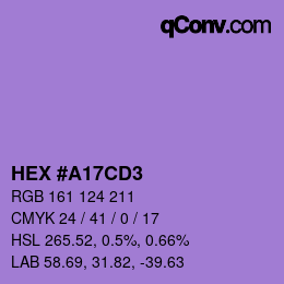 Farbcode: HEX #A17CD3 | qconv.com