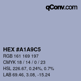 Color code: HEX #A1A9C5 | qconv.com