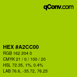 Farbcode: HEX #A2CC00 | qconv.com