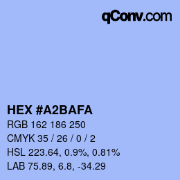 Código de color: HEX #A2BAFA | qconv.com