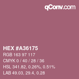 Farbcode: HEX #A36175 | qconv.com