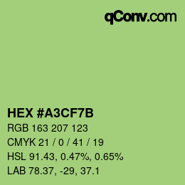 Color code: HEX #A3CF7B | qconv.com