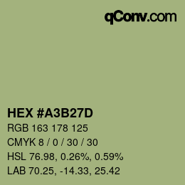 Color code: HEX #A3B27D | qconv.com