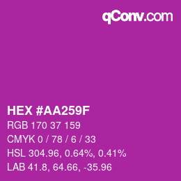 カラーコード: HEX #AA259F | qconv.com