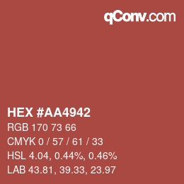 Código de color: HEX #AA4942 | qconv.com