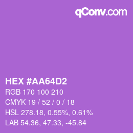 Code couleur: HEX #AA64D2 | qconv.com