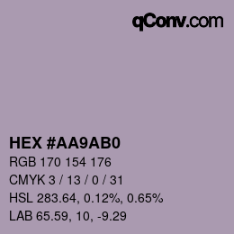 Farbcode: HEX #AA9AB0 | qconv.com