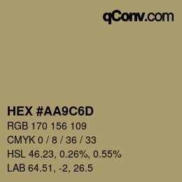 Farbcode: HEX #AA9C6D | qconv.com