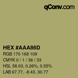 Color code: HEX #AAA86D | qconv.com