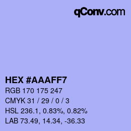 Farbcode: HEX #AAAFF7 | qconv.com