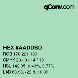 Code couleur: HEX #AADDBD | qconv.com