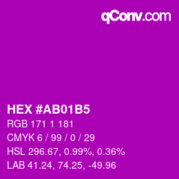 Código de color: HEX #AB01B5 | qconv.com