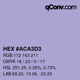 Farbcode: HEX #ACA3D3 | qconv.com