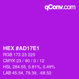 Farbcode: HEX #AD17E1 | qconv.com